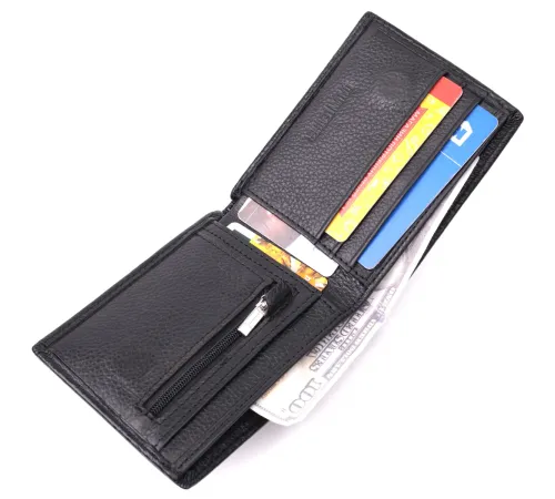 Зручне чоловіче портмоне з натуральної шкіри ST Leather 22482 Чорний