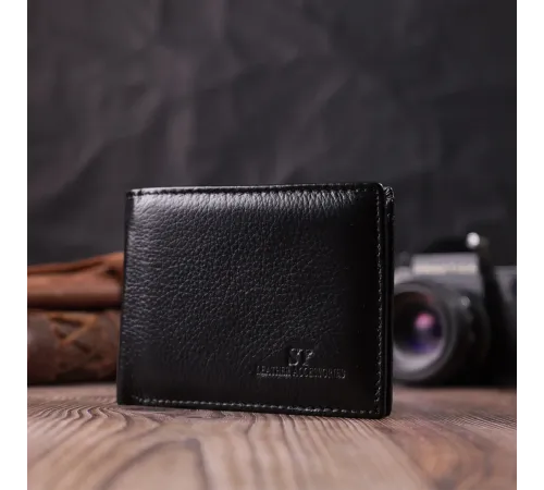 Зручне чоловіче портмоне з натуральної шкіри ST Leather 22482 Чорний