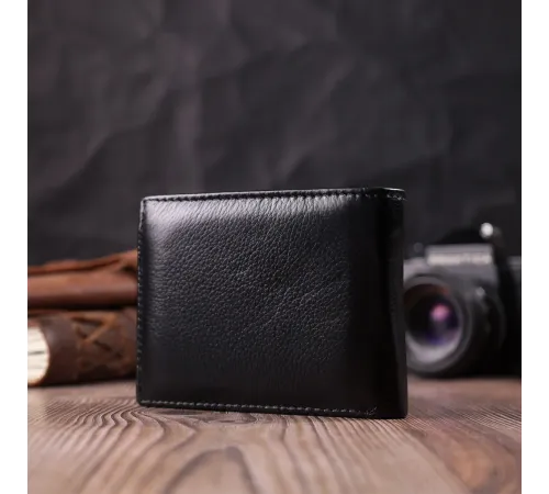 Зручне чоловіче портмоне з натуральної шкіри ST Leather 22482 Чорний