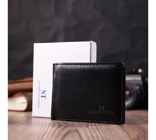 Зручне чоловіче портмоне з натуральної шкіри ST Leather 22482 Чорний