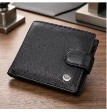 Чоловічий гаманець середнього розміру з натуральної шкіри ST Leather 22484 Чорний