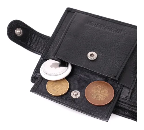 Чоловічий гаманець середнього розміру з натуральної шкіри ST Leather 22484 Чорний