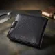 Чоловічий гаманець середнього розміру з натуральної шкіри ST Leather 22484 Чорний