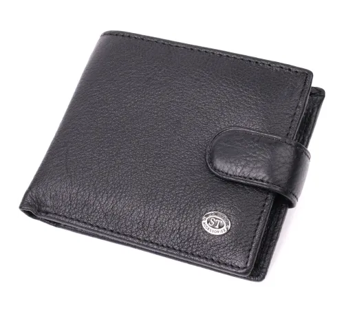 Чоловічий гаманець середнього розміру з натуральної шкіри ST Leather 22484 Чорний