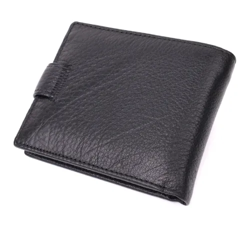 Чоловічий гаманець середнього розміру з натуральної шкіри ST Leather 22484 Чорний