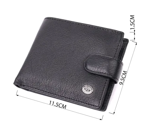 Чоловічий гаманець середнього розміру з натуральної шкіри ST Leather 22484 Чорний