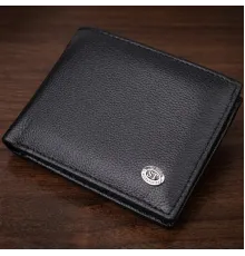 Компактне чоловіче портмоне з натуральної шкіри ST Leather 22486 Чорний
