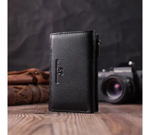 Шкіряний жіночий гаманець у три додавання ST Leather 22488 Чорний