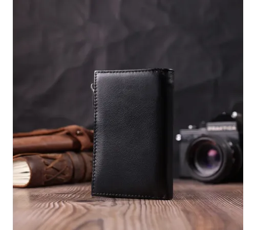 Шкіряний жіночий гаманець у три додавання ST Leather 22488 Чорний