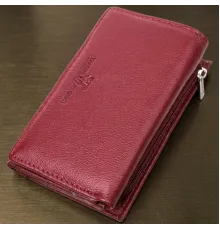 Шкіряний жіночий гаманець у три додавання ST Leather 22489 Бордовий