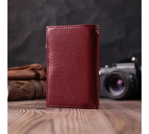 Шкіряний жіночий гаманець у три додавання ST Leather 22489 Бордовий
