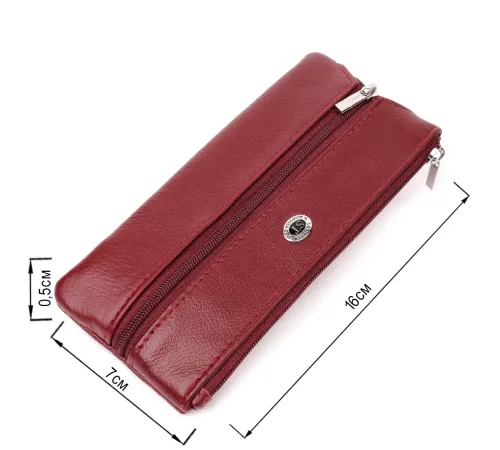 Містка ключниця з натуральної шкіри ST Leather 22508 Бордовий