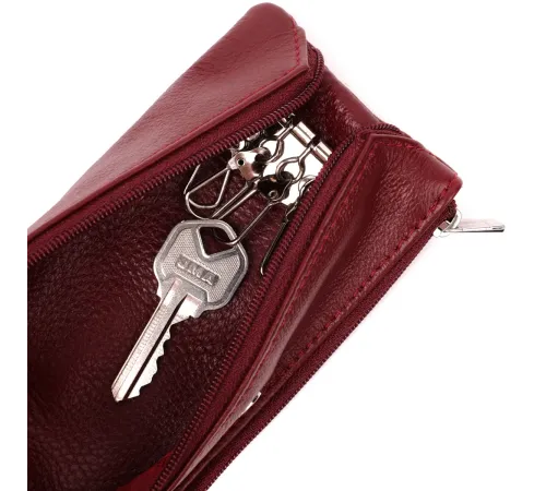 Містка ключниця з натуральної шкіри ST Leather 22508 Бордовий