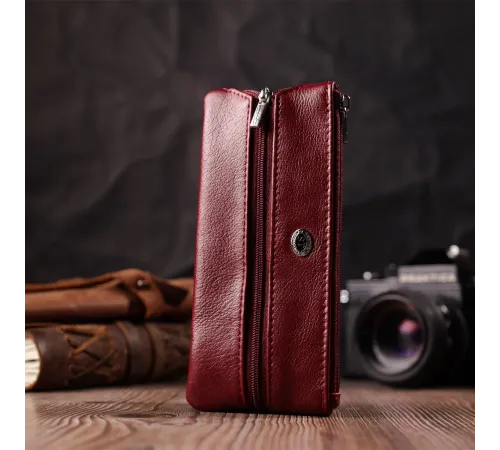 Містка ключниця з натуральної шкіри ST Leather 22508 Бордовий