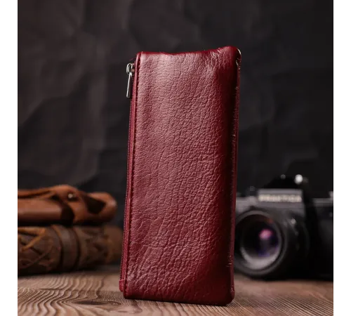 Містка ключниця з натуральної шкіри ST Leather 22508 Бордовий