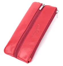 Яскрава шкіряна ключниця на блискавці ST Leather 22557 Червоний