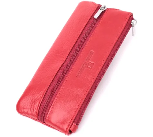 Яскрава шкіряна ключниця на блискавці ST Leather 22557 Червоний