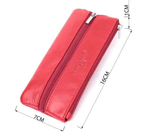 Яскрава шкіряна ключниця на блискавці ST Leather 22557 Червоний