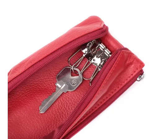 Яскрава шкіряна ключниця на блискавці ST Leather 22557 Червоний