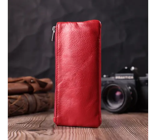 Яскрава шкіряна ключниця на блискавці ST Leather 22557 Червоний