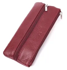 Шкіряна ключниця на блискавці ST Leather 22558 Бордовий