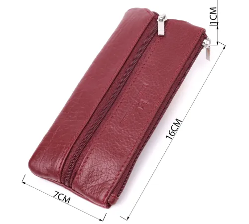 Шкіряна ключниця на блискавці ST Leather 22558 Бордовий