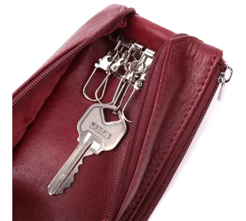 Шкіряна ключниця на блискавці ST Leather 22558 Бордовий