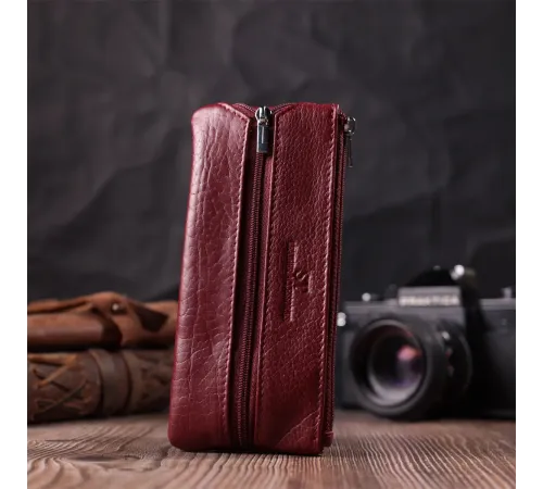 Шкіряна ключниця на блискавці ST Leather 22558 Бордовий