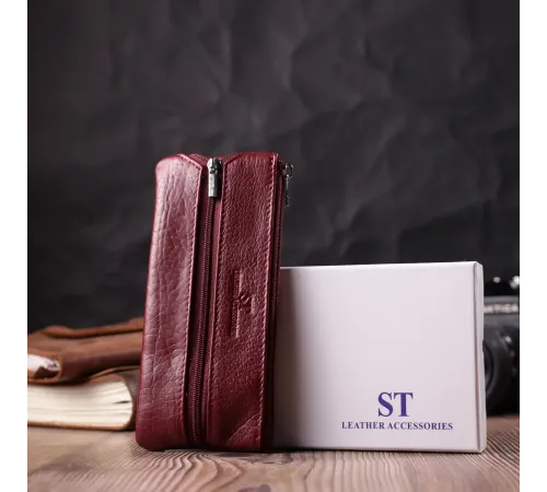 Шкіряна ключниця на блискавці ST Leather 22558 Бордовий