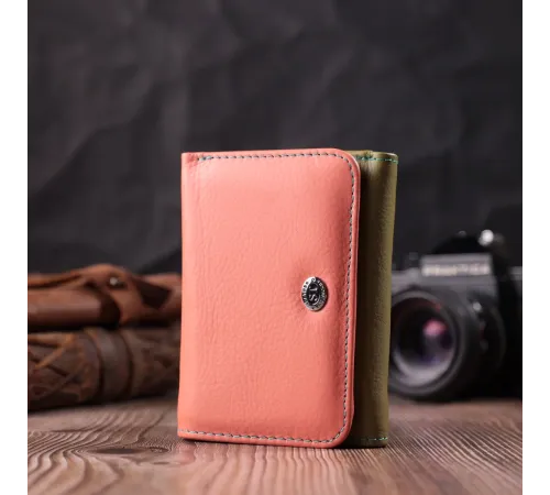 Гаманець для стильних дівчат із натуральної шкіри ST Leather 22494 Різнокольоровий