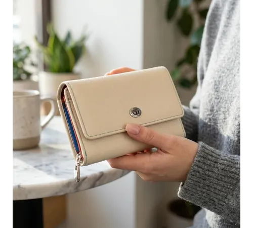 Місткий гаманець для жінок із натуральної шкіри ST Leather 22500 Білий