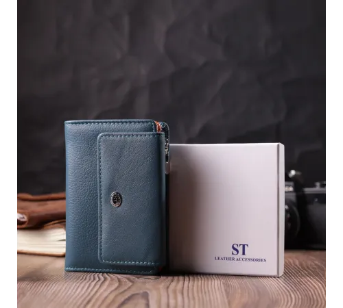Цікавий гаманець для жінок із натуральної шкіри ST Leather 22504 Бірюзовий