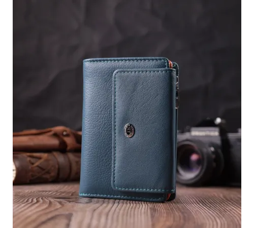 Цікавий гаманець для жінок із натуральної шкіри ST Leather 22504 Бірюзовий