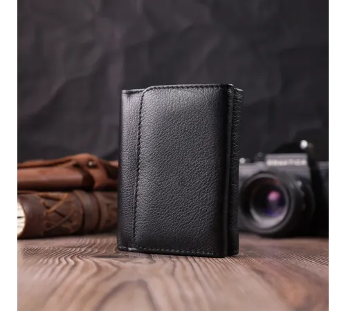 Шкіряний лаконічний гаманець для жінок ST Leather 22506 Чорний