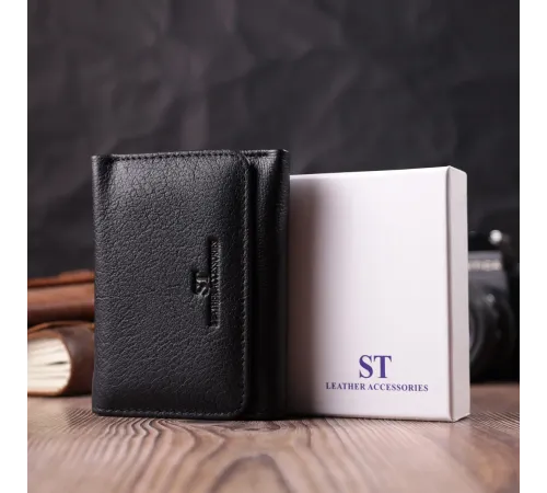 Шкіряний лаконічний гаманець для жінок ST Leather 22506 Чорний