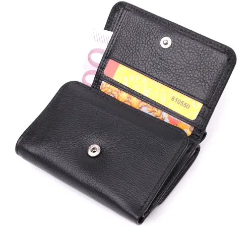 Шкіряний лаконічний гаманець для жінок ST Leather 22506 Чорний