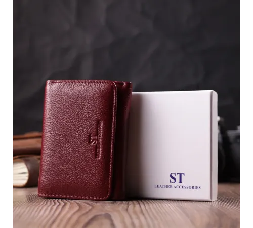 Шкіряний цікавий гаманець для жінок ST Leather 22507 Бордовий