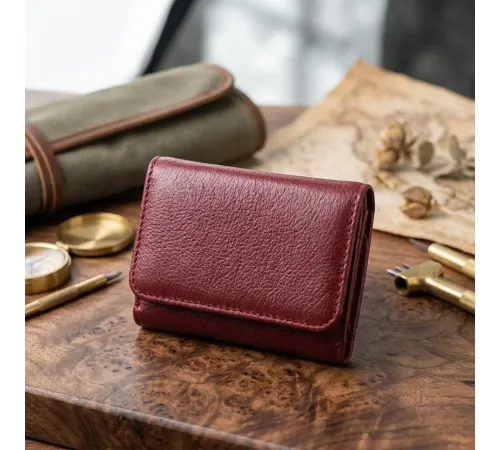 Шкіряний цікавий гаманець для жінок ST Leather 22507 Бордовий