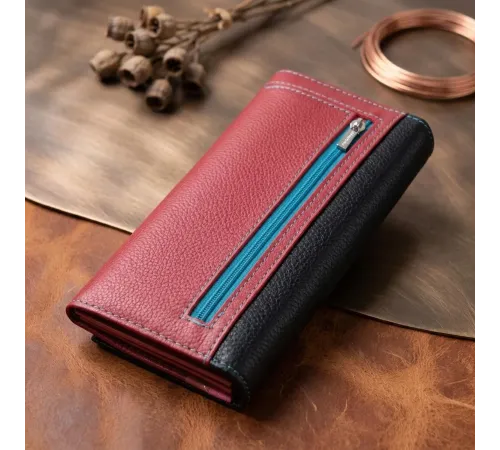 Місткий гаманець для прекрасних жінок із натуральної шкіри ST Leather 22517 Різнокольоровий