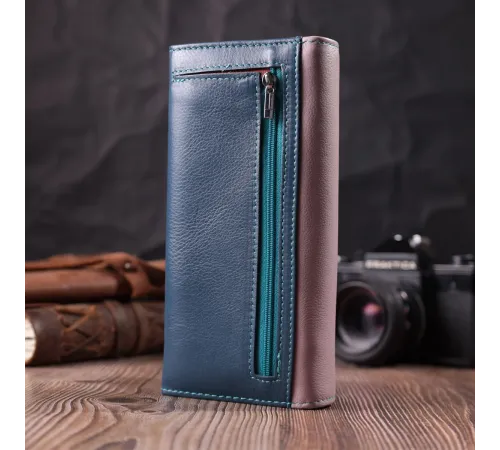 Жіночий практичний гаманець з натуральної шкіри ST Leather 22521 Різнокольоровий