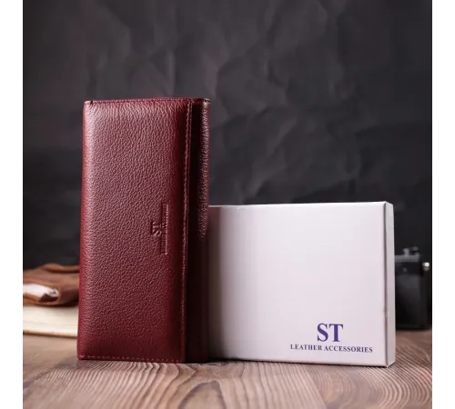 Оригінальний жіночий гаманець з натуральної шкіри ST Leather 22522 Бордовий