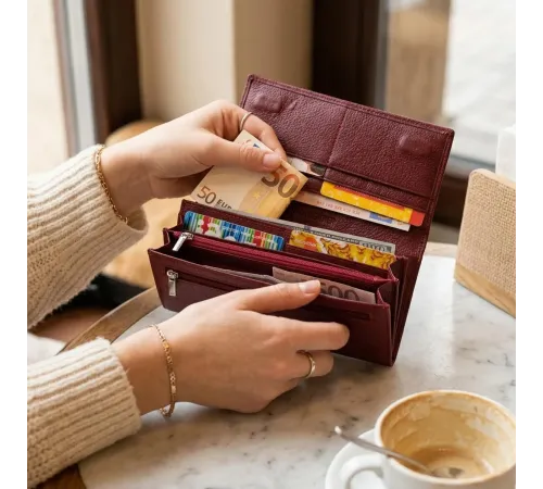 Оригінальний жіночий гаманець з натуральної шкіри ST Leather 22522 Бордовий