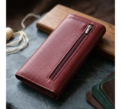 Оригінальний жіночий гаманець з натуральної шкіри ST Leather 22522 Бордовий
