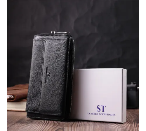 Функціональний гаманець-клатч унісекс з натуральної шкіри ST Leather 22529 Чорний
