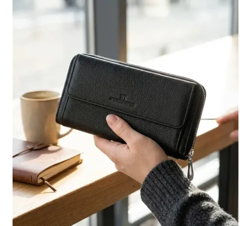 Функціональний гаманець-клатч унісекс з натуральної шкіри ST Leather 22529 Чорний