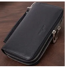 Чоловічий клатч на два відділення з натуральної шкіри ST Leather 22531 Чорний