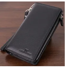 Вертикальний гаманець-клатч унісекс із натуральної шкіри ST Leather 22532 Чорний