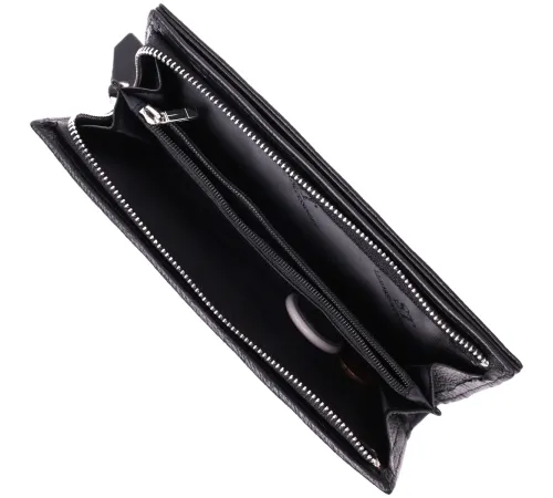 Вертикальний гаманець-клатч унісекс із натуральної шкіри ST Leather 22532 Чорний