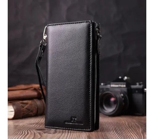 Вертикальний гаманець-клатч унісекс із натуральної шкіри ST Leather 22532 Чорний