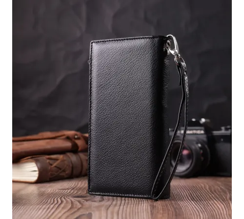 Вертикальний гаманець-клатч унісекс із натуральної шкіри ST Leather 22532 Чорний